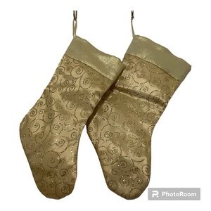 🎄Christmas Holiday Stockings set of 2 gold